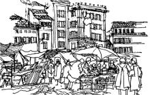 Sketchbook drawing of Campo dei Fiori by Thomas J. Allsopp