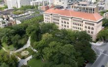 Aerial view of Newberry library in Chicago