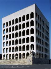 The Palazzo della Civilta Italian, a building in Rome that is an example of fascist architecture. 