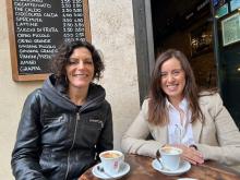 Amity Neumeister and Virginia Agostinelli meet over a cappuccino