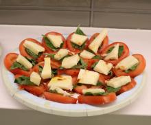 caprese salad (tomato, mozzarella and basil stacked)