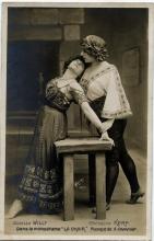 Colette Willy and and Christine Kerf in costumes for the "La Chair," photo card by Walery, Paris.