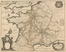France postal route map from 1632
