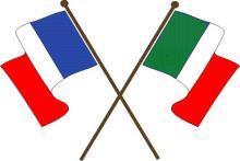 French and italian flags crossed over