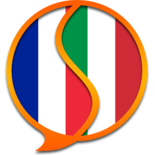 French and Italian flags combined in a speech bubble
