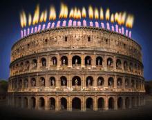 Colosseum with candles on it