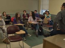 Students in UW's French 203 class discuss recent attacks in Paris