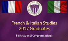 Purple slide entited French & italian studies graduates