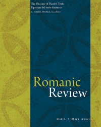 Romanic Review 112:1 Cover Image Romanic Review 112:1