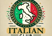 Logo for the UW Italian Club. An outline of Italy is in front of the Italian flag, all enclosed in a circle. Below the logo, the text reads "Italian Club".