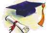 purple grad cap with scroll 
