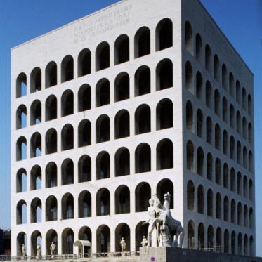 The Palazzo della Civilta Italian, a building in Rome that is an example of fascist architecture.